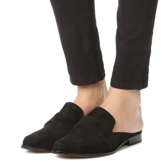 Rebecca Minkoff Mika Suede Mules Black - Picture 2 of 7